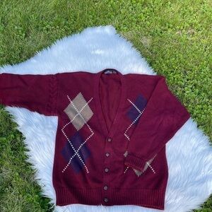EUC Vintage 90’s mens Structure argyle cardigan​​​​​​​​​​​​​